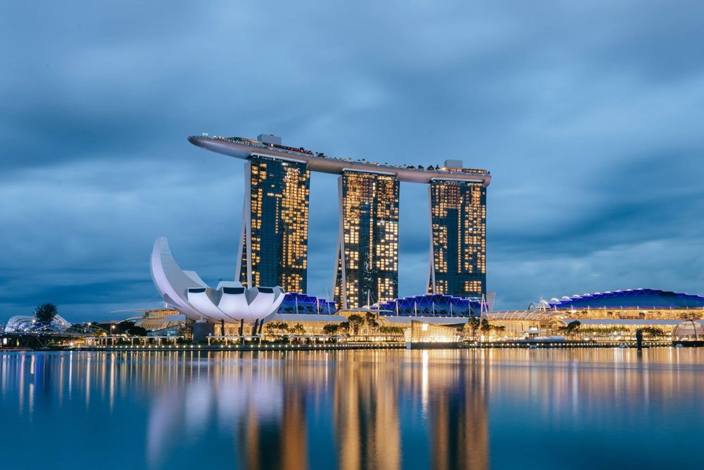 Book cheap flight to Singapore Marina Bay Sands skyline modern city